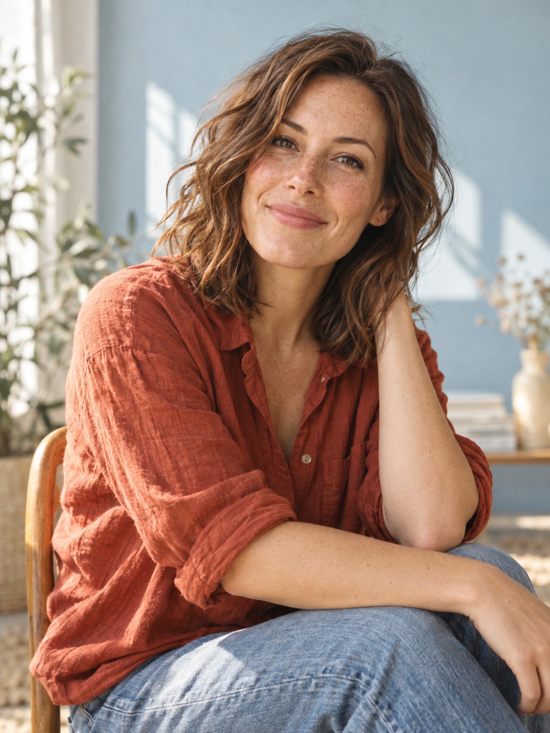Mara Ellis smiling in her sunlit coaching studio